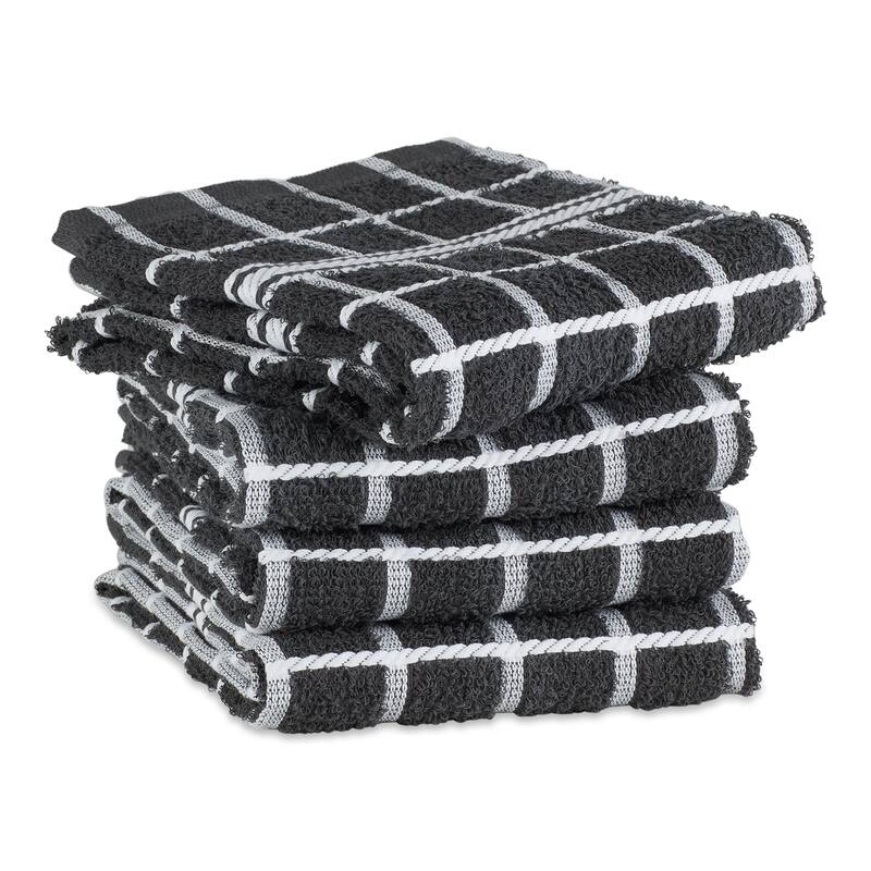 DII Solid Honey Gold Windowpane Terry Dishtowel 4 Piece