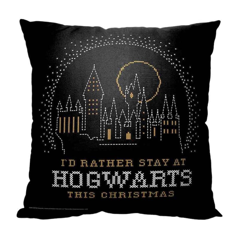 Warner Brothers Harry Potter Hogwarts Christmas 18 Inch Throw Pillow