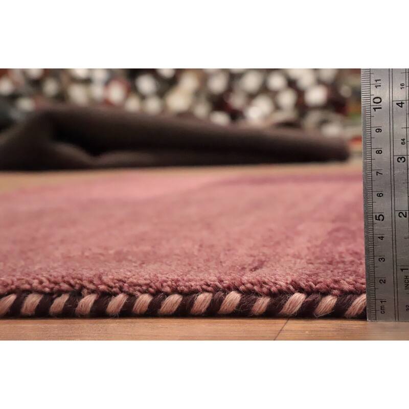Hand Knotted Oriental 100% Wool Carpet Modern Geometric Purples Gabbeh Area Rug - 7' 11'' X 5' 6''