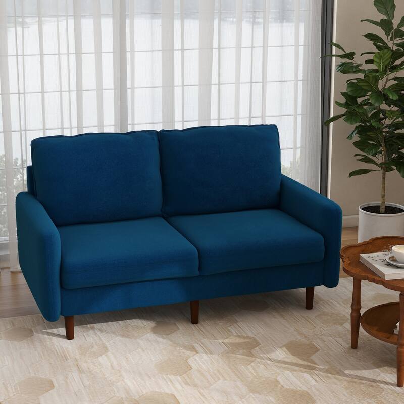 Velvet Loveseat Sofa With Wood Legs
