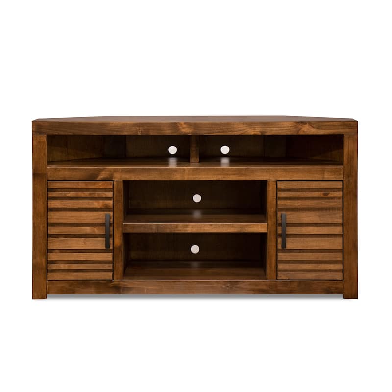 Bridgevine Home 52 inch Corner TV Stand Console for TVs up to 55 inches, No Assembly Required, Whiskey Finish