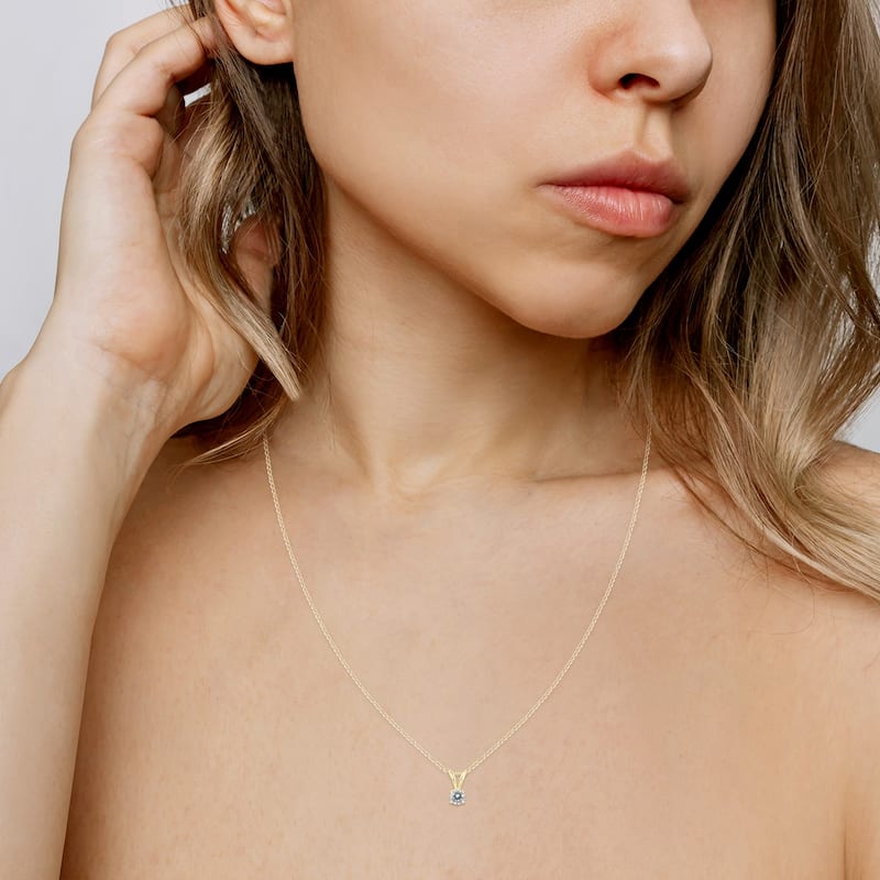 1/10 Carat Round Diamond Solitaire Pendant in 14K Yellow Gold