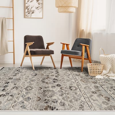 Superior Traditional Vintage Florals Polypropylene Indoor Area Rug