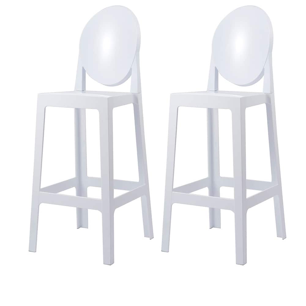 Set of 2 Modern High Back Side Armless Bar Stools With Backs Chairs For Kitchen Island Home Indoor Outdoor Patio Clear
