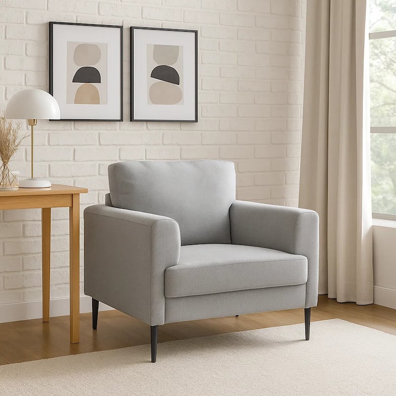 Chair with Fabric Upholstery and Sleek Metal Legs, Gray