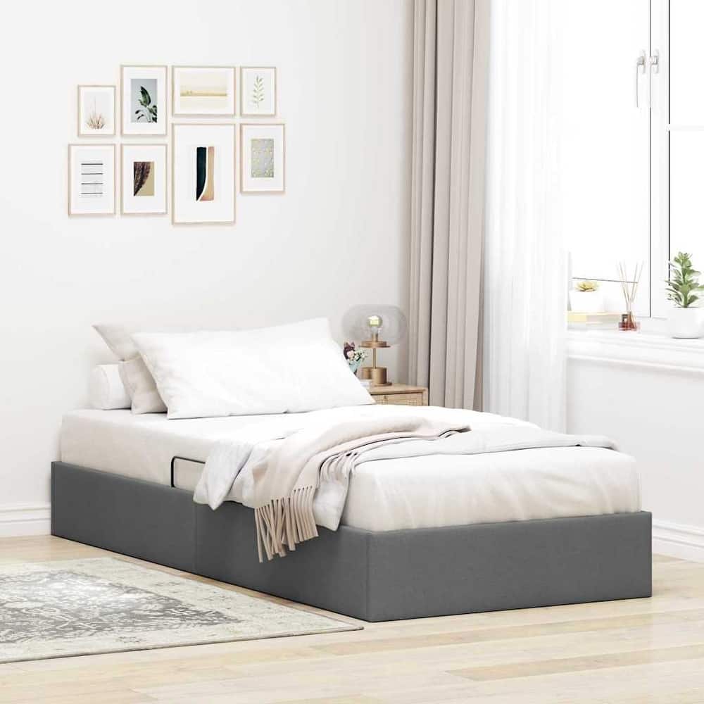 vidaXL Storage Bed with Mattress in Fabric