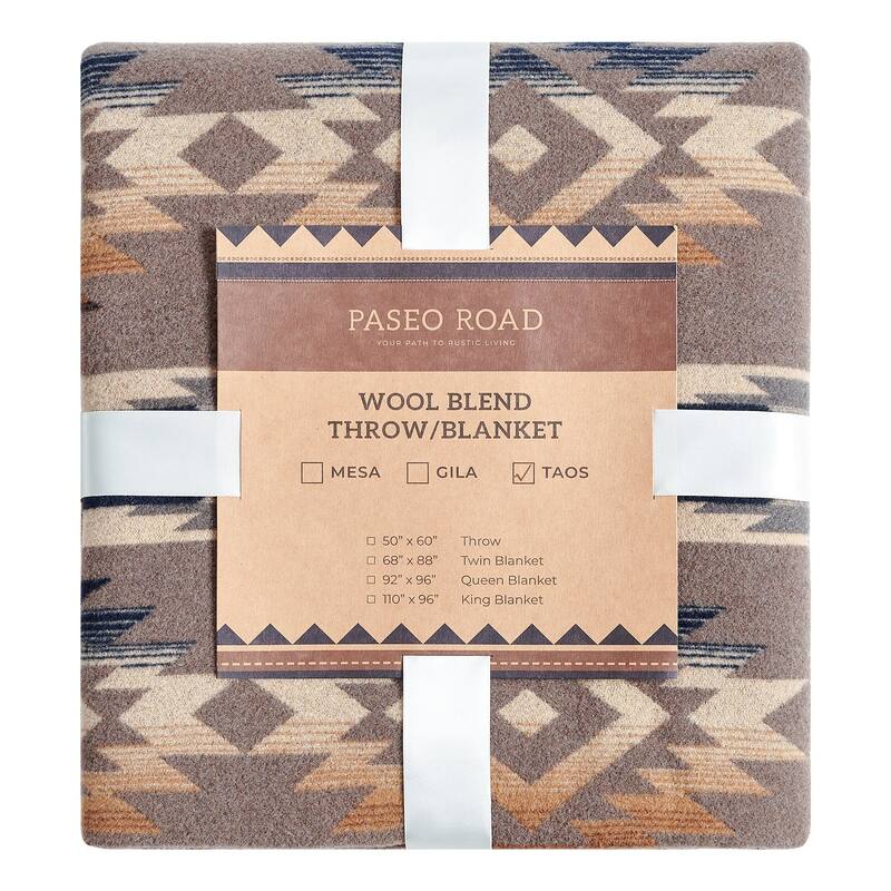 Paseo Road by HiEnd Accents Taos Wool Blend Southwestern Aztec Blanket Set, 3PC