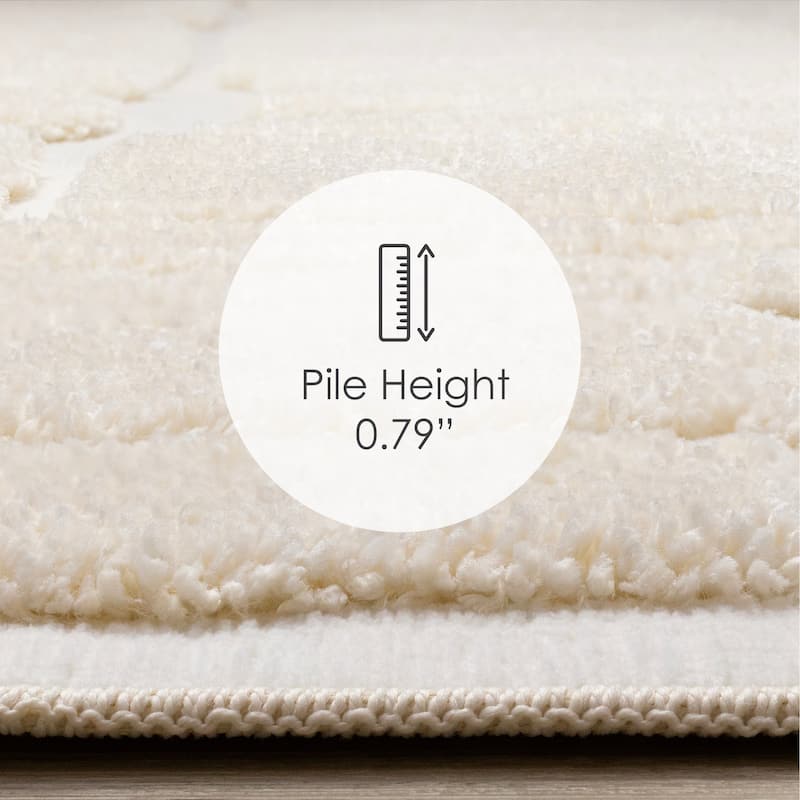 Cream White Stones Super-Soft High-Low Textured Rug