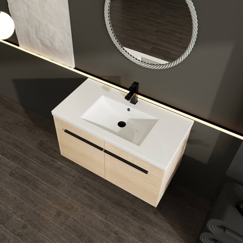 Bathroom Vanity with Resin Countertop Sink & 2 Doors