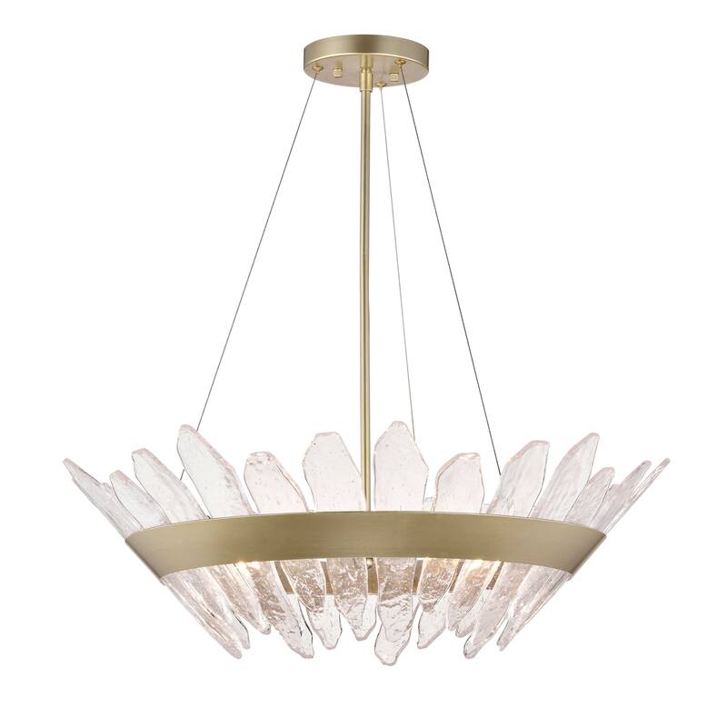 Daisy 5-Light 28" Modern Seedy Glass Chandelier - Brushed Silver-ish Champagne
