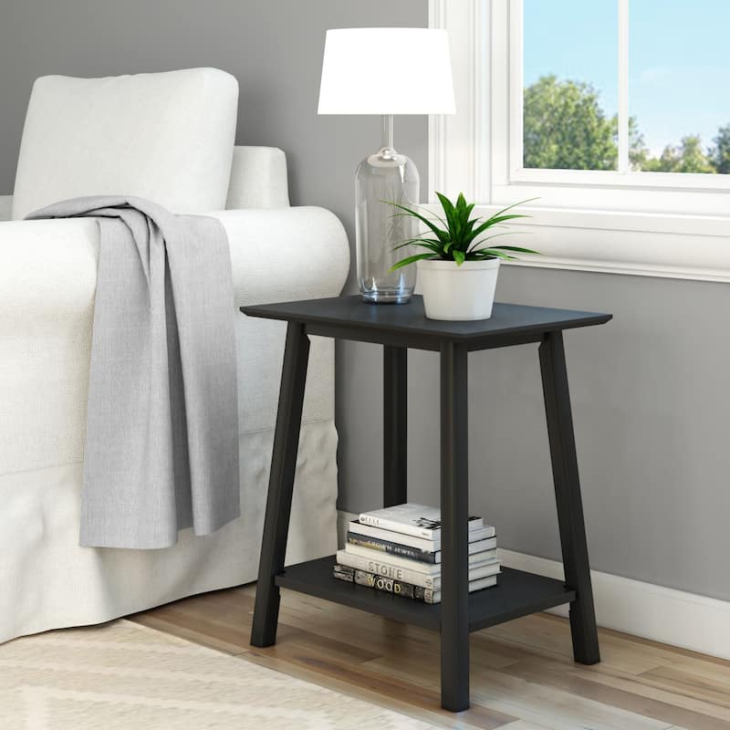 Plank and Beam Mid-Century Modern Accent End Table - 23" L x 16.25" W x 25.5" H - Black