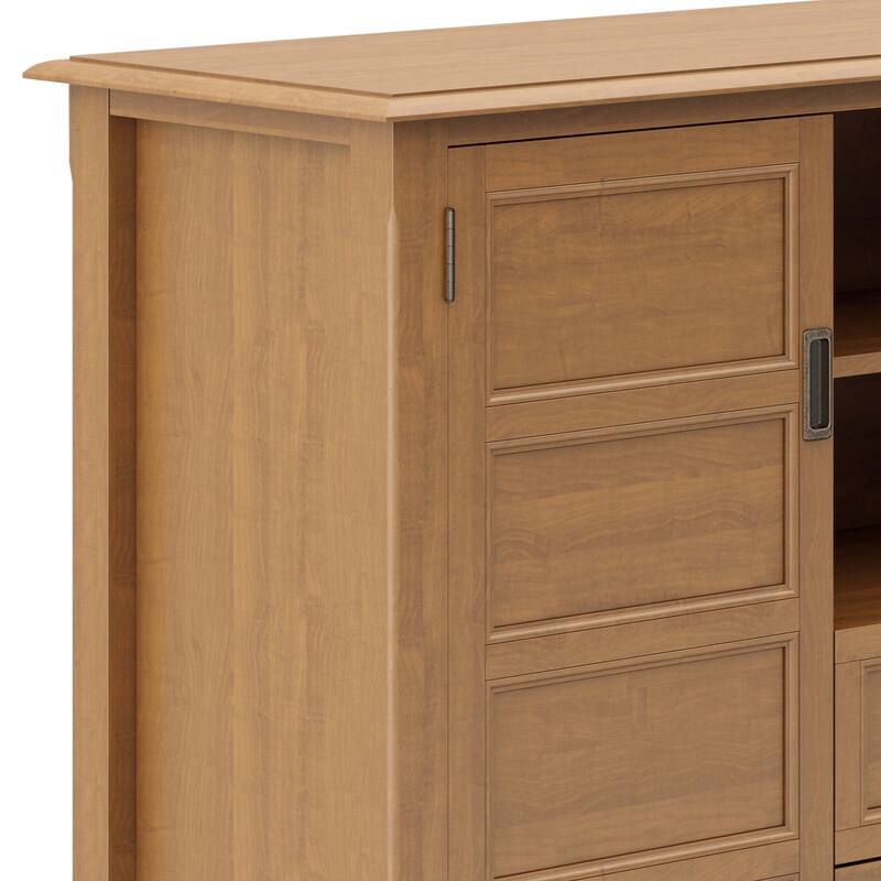WYNDENHALL Portland SOLID WOOD 54 inch Wide Transitional TV Media Stand For TVs up to 60 inches - 54"w x 17.5"d x 36" h