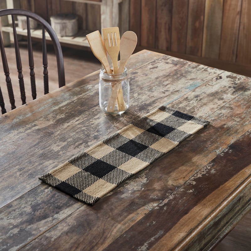 Black Check Runner 12x36 - 8x24 - Black