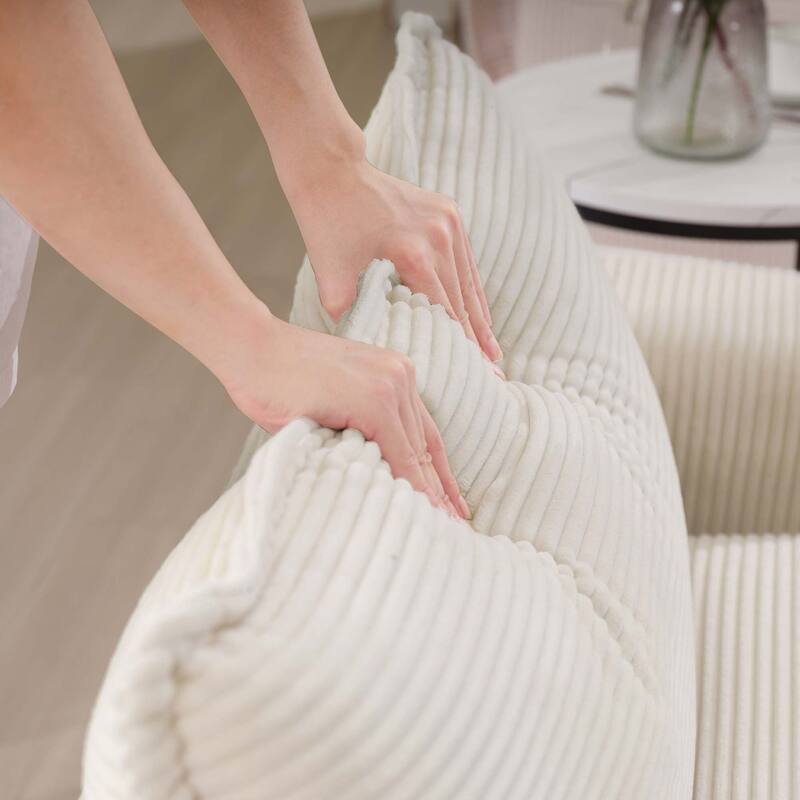 Comfortable 4-Seat Sectional Sofa with High-Resilience Foam & Matching Footstool - Corduroy Upholstery