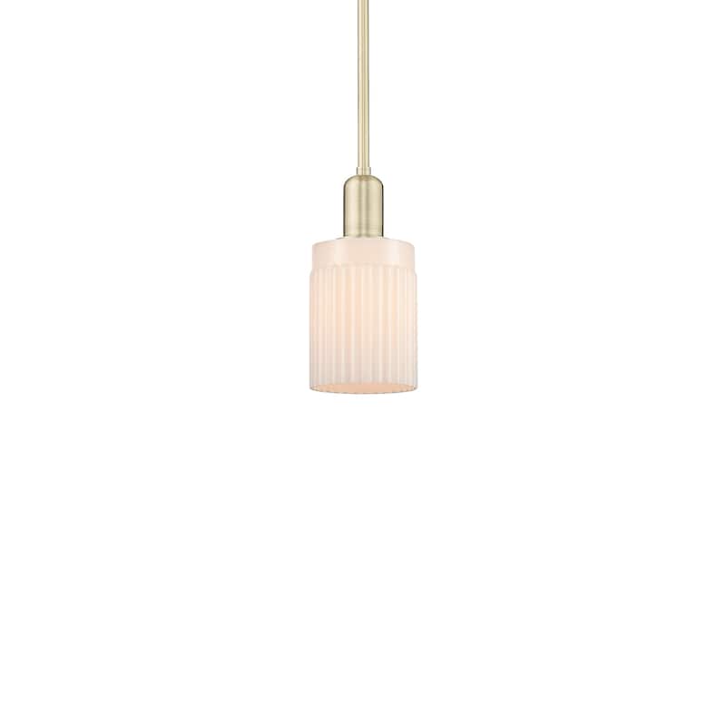 Innovations Lighting 716-1S-10-5 Hadley Pendant Hadley 5" Wide Mini - Antique Brass / Matte White