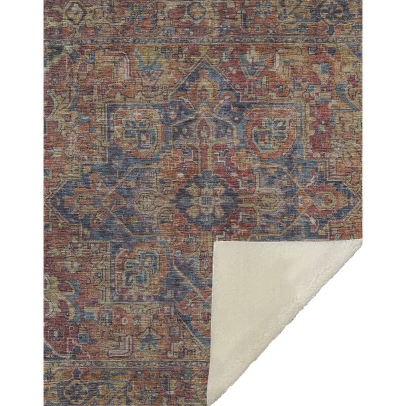 Premium Machine Washable Traditional Persian Sherpa Throw Blanket