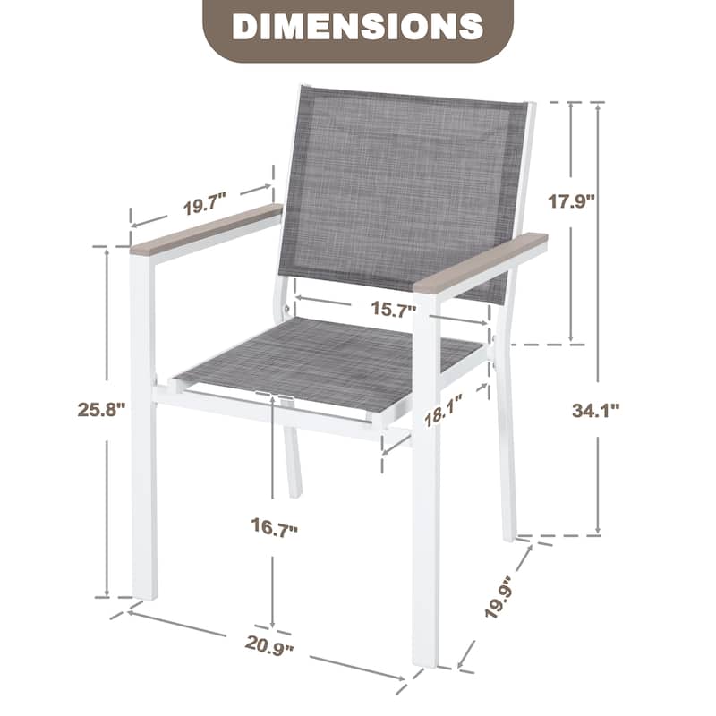 Patio 2-Piece Dining Chairs, Outdoor Textilene Stackable Chairs, Gray