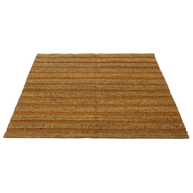 ECARPETGALLERY Flat-Weave Natural Brown Wool Tapestry Kilim - 6'7 x 6'5