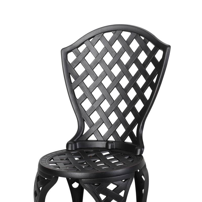 Roomfitters 3-Piece Metal Bistro Set Outdoor Patio Dining Furniture with Round Table and 2 Chairs, Black