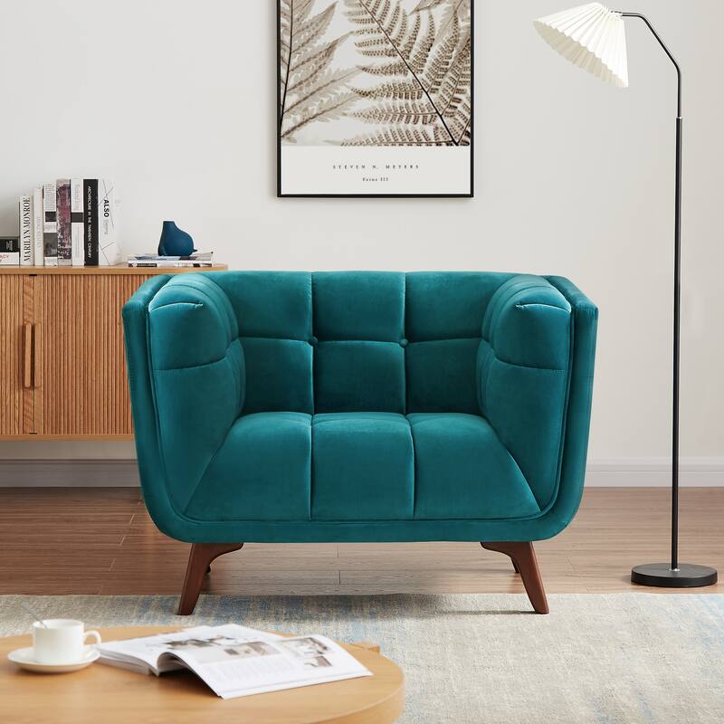 Kameron Mid-Century Modern Tight Back Velvet Upholstered Armchair
