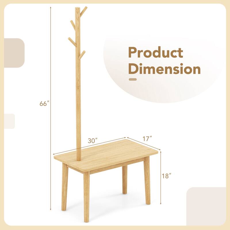 Costway End Table with Coat Rack 2-in-1 Side Table 3 Hooks for Hats - See Details