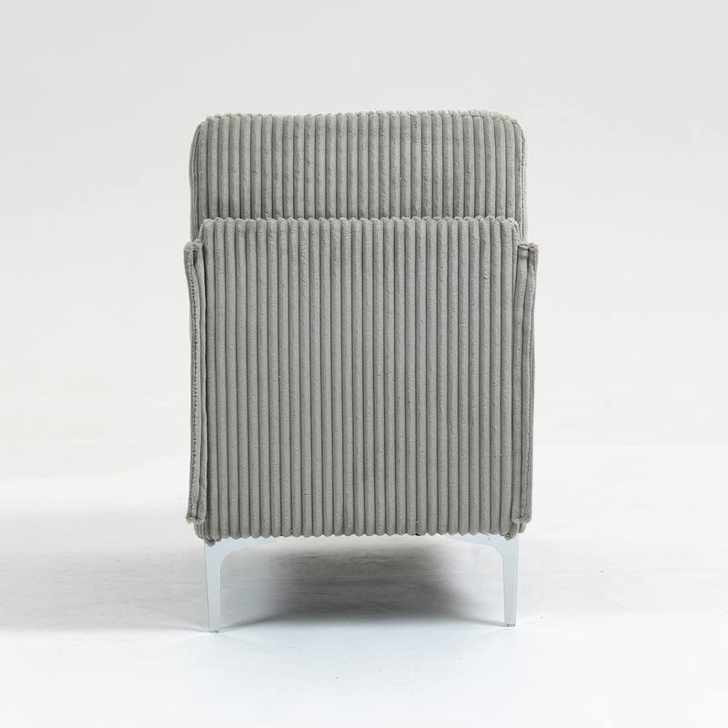 Modern Armless Accent Chair, Corduroy Upholstered Lounge Chair with Metal Legs, Small Single Sofa Chair for Living Room