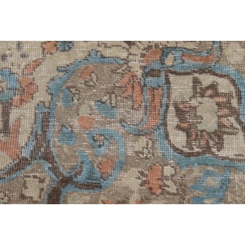 Floral Beige Tabriz Persian Area Rug Handmade Wool Carpet - 8'1"x 10'7"