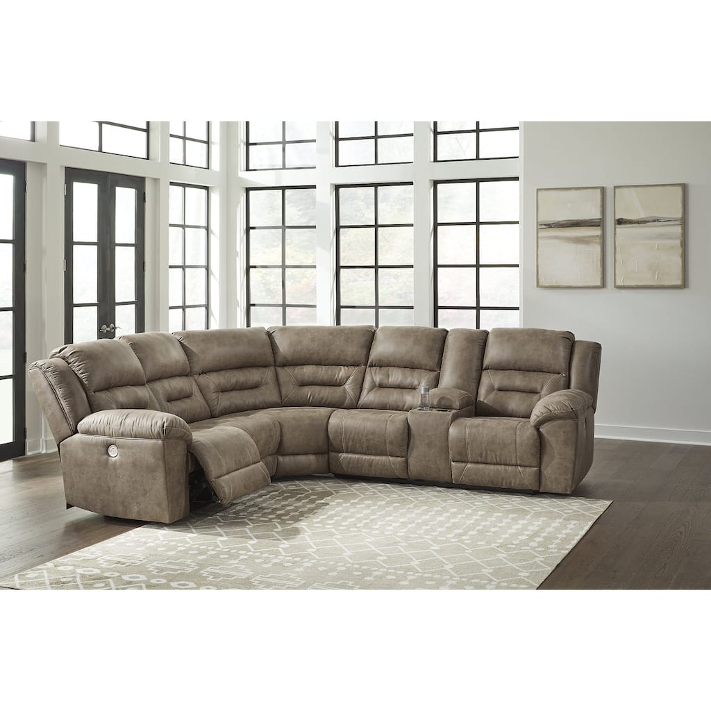 Signature Design by Ashley Ravenel Brown 3-Piece Power Reclining Sectional - 106" W x 93" D x 43" H