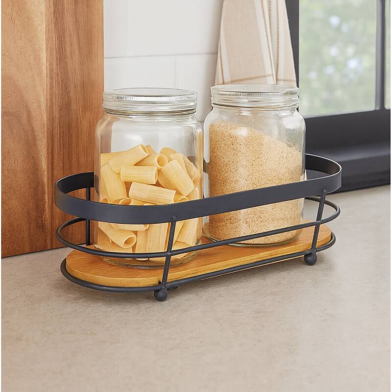 Oval Natural Bamboo Wooden Decorative Storage Organizer Tray - 11.3" x 5"