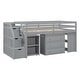 preview thumbnail 1 of 49, Twin Loft Bed with Desk, Drawers & Storage Stairs Gray