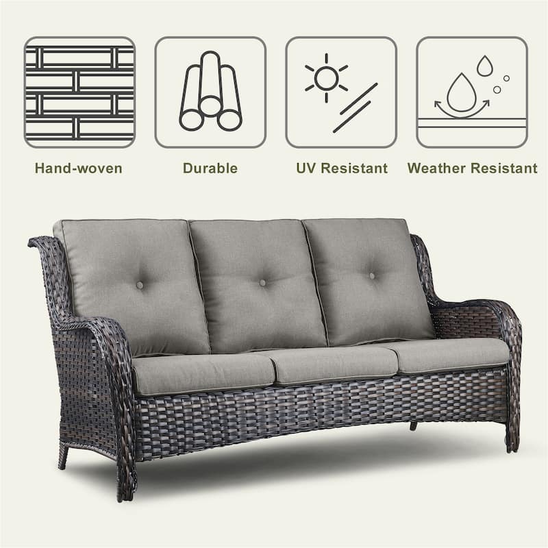 Pocassy 4-Piece Outdoor Sofa Patio Chair with Coffee Table