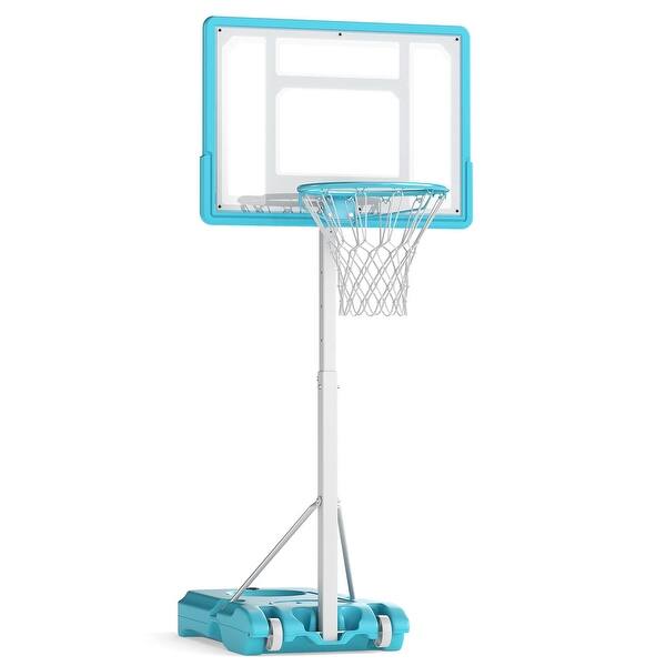 slide 2 of 10, Goplus Adjustable Pool Basketball Hoop with with Fillable Base - See Details White + Blue - See Details