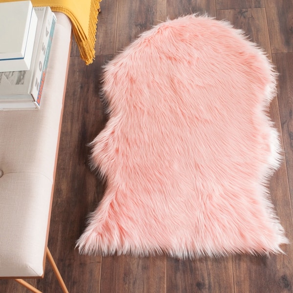 slide 2 of 87, SAFAVIEH Faux Sheep Skin Shona 2.4-inch Thick Rug 2' x 3' - Pink