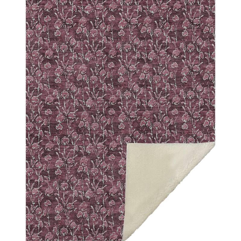 Premium Machine Washable Modern Floral Sherpa Throw Blanket