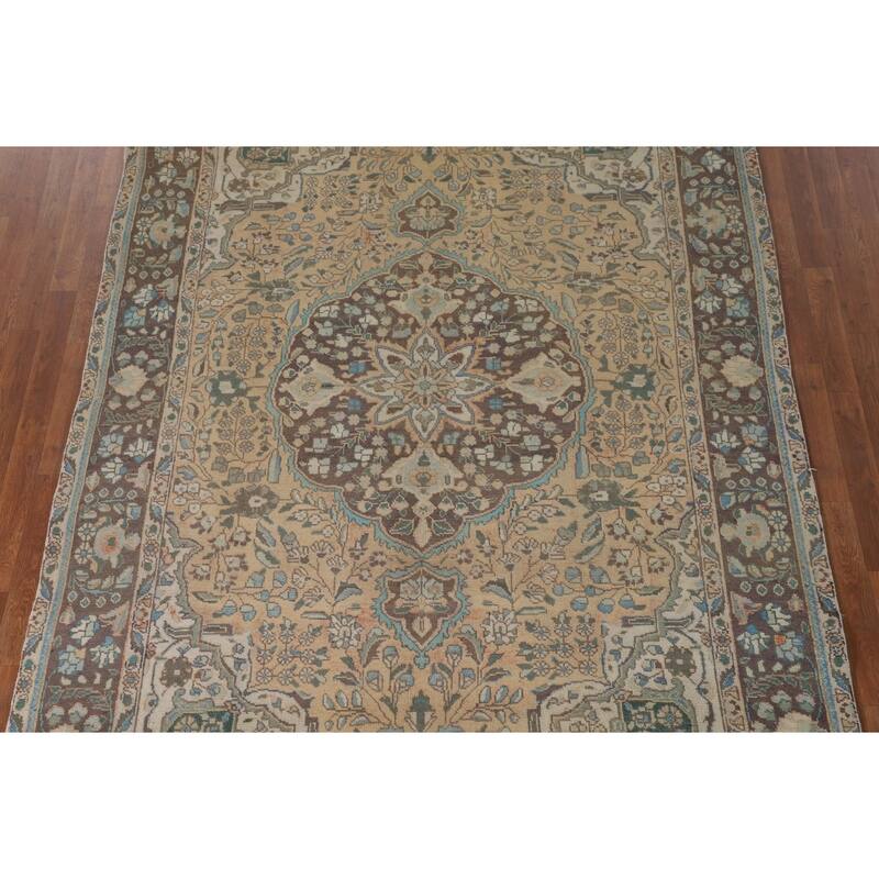 Traditional Tabriz Persian Vintage Area Rug Handmade Wool Carpet - 6'8"x 9'5"
