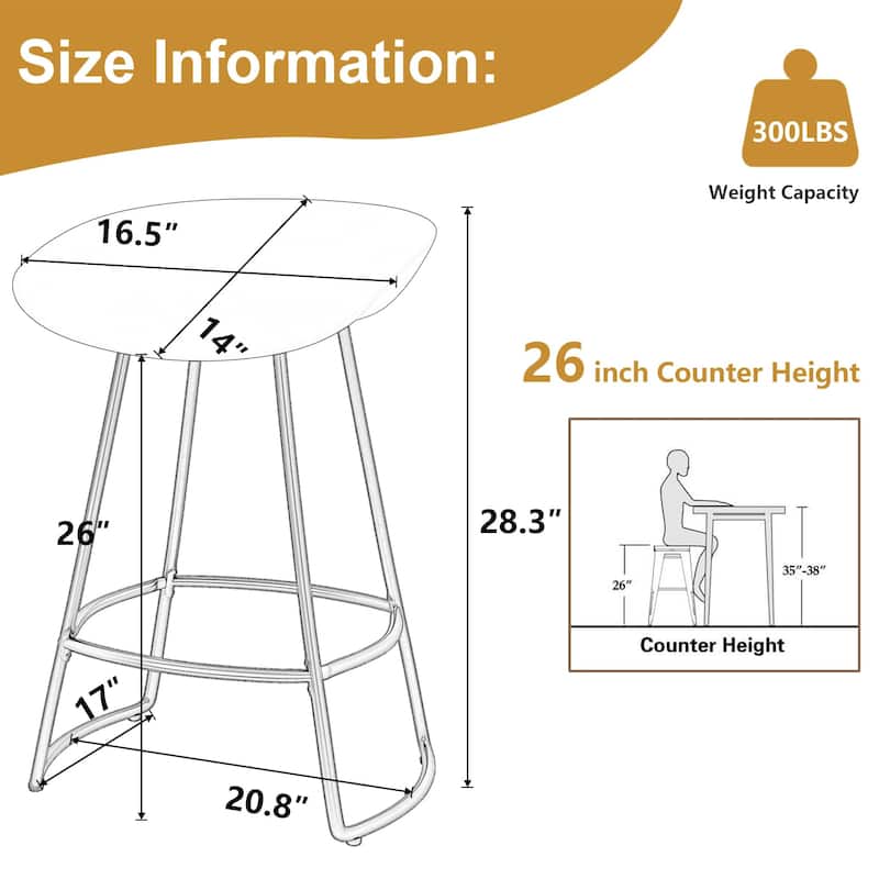 Swivel Barstools Set of 4,Modern 26" Counter Height Bar Chairs Plastic Seat Metal Bar Stools for Kitchen Island Breakfast Bar