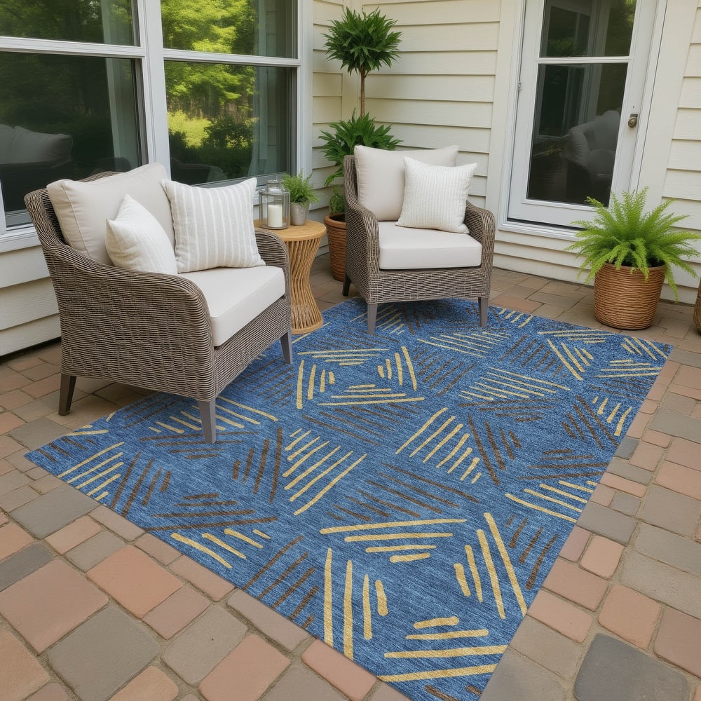 Machine Washable Indoor/ Outdoor Geo Dia Chantille Rug