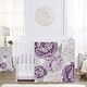 preview thumbnail 1 of 4, Sweet Jojo Designs Lavender Purple Boho Shabby Chic Floral Girl 4pc Nursery Crib Bedding Set Ivory Bohemian Vintage Watercolor