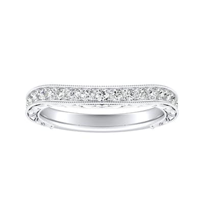 Auriya 3/8ctw Vintage Contour Diamond Wedding Band 14k Gold