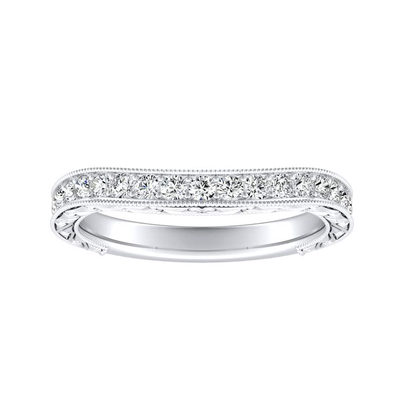 Auriya 3/8ctw Vintage Contour Diamond Wedding Band Platinum