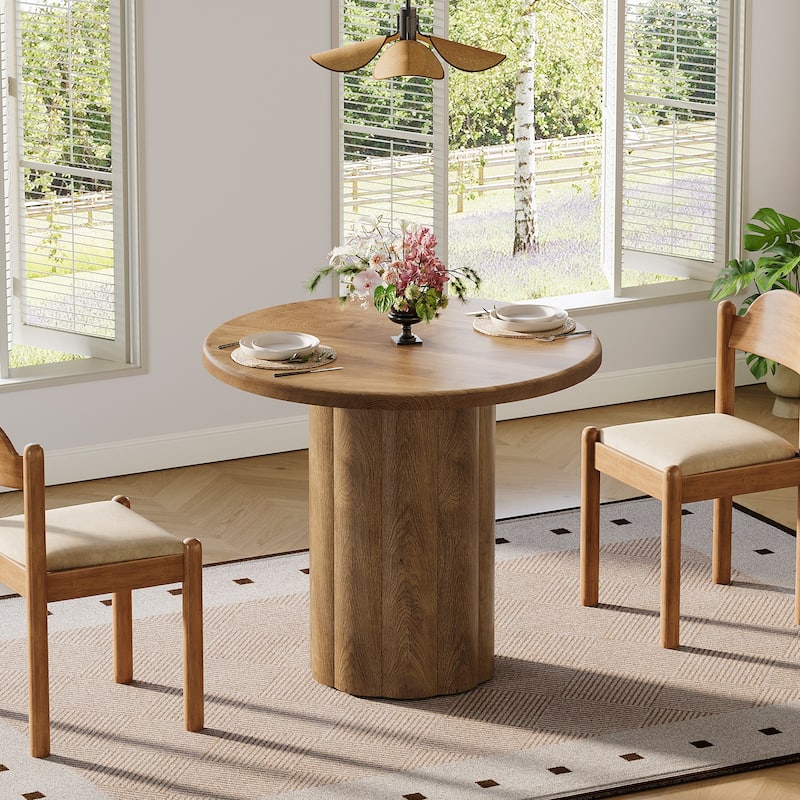 31.5-Inch Small Kitchen Table with Sturdy Base - Brown