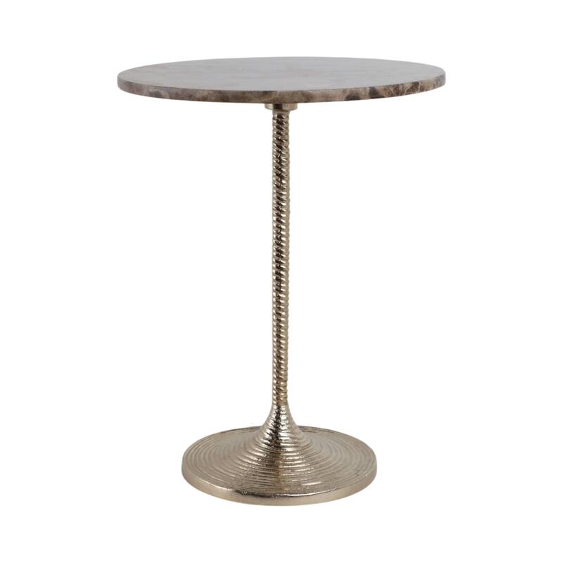Metal Base Marble Top Modern Glam Accent Table Round Silhouette