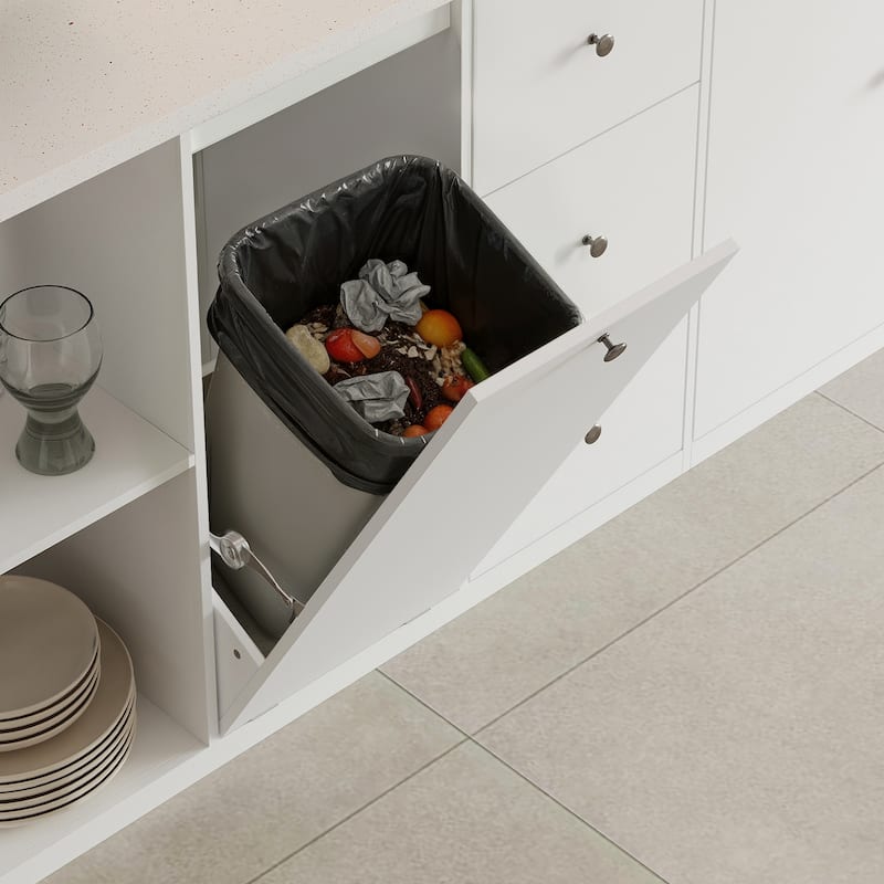 Kitchen Island Large Storage Cabinet with 10-Gallon Trash Bin Space, Sideboard Buffet Ding Table