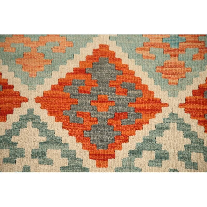 Hand Woven Oriental 100% Wool Carpet Southwestern Geometric Multi-Colored Kilim Area Rug - 6' 3'' X 5' 0''