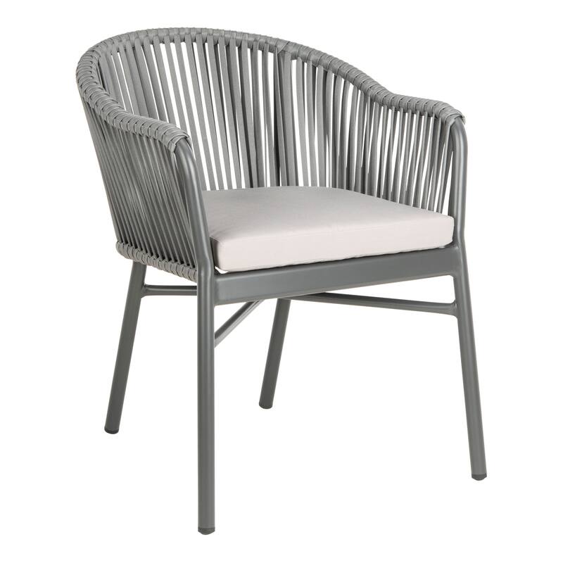 SAFAVIEH Outdoor Abril Rope Chair - Grey (Set of 2) - 22Wx25Dx30H