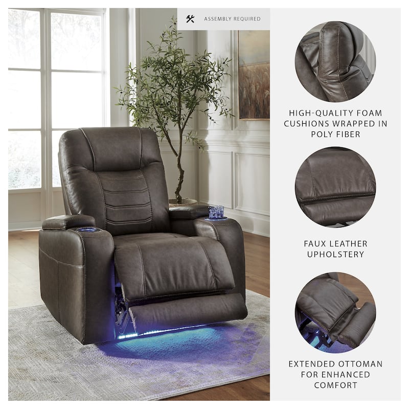 Signature Design by Ashley Schooner Rocks Power Recliner with Adjustable Headrest
