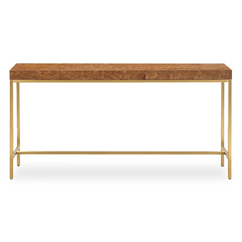 Burl Rectangular Console Table - 60" - Brown and Gold