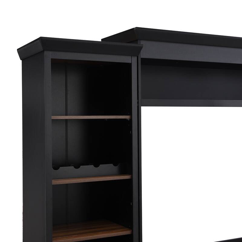 Entertainment Wall Unit Set with Bookshelf for TVs Up to 70", Mid-Century Media Console TV Stand with Adjustable Shelves