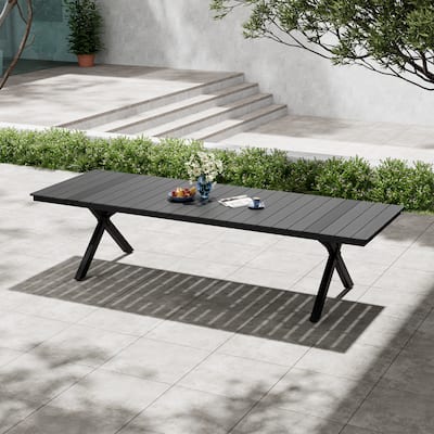 Pellebant Aluminum Rectangular Outdoor Patio Dining Table with Umbrella Hole