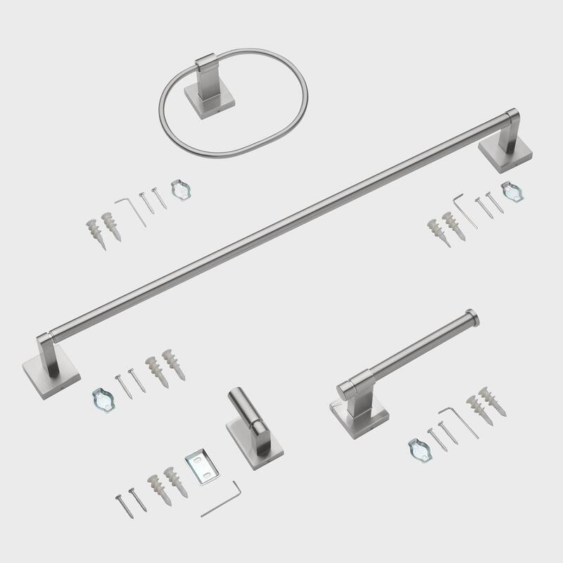 GlideRite 4-Piece Bathroom Hardware Set - 9024-KIT-SQ